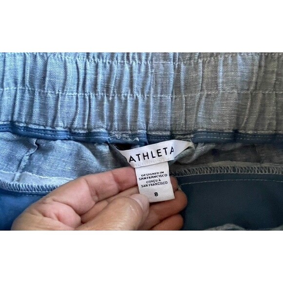 ATHLETA Women's Size 8 Chambray Cabo 100% Linen Jogger Pants Drawstring Waist - Picture 8 of 10